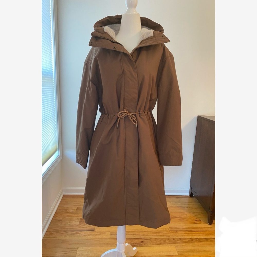 Old Navy Brown Trench Coat with Hood and Belt